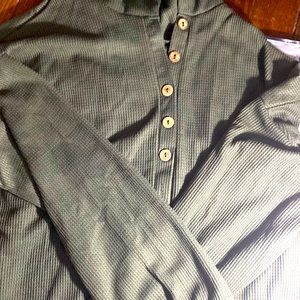 From Shein is green and has buttons